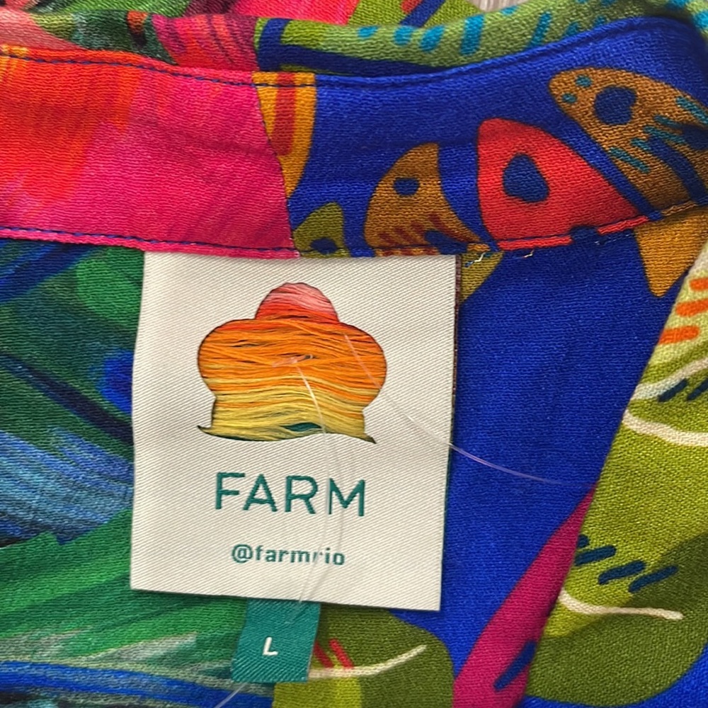 Farm Rio unisex banana parrot Manuelly Mixed Print Shirt button down sz large L - Picture 6 of 9